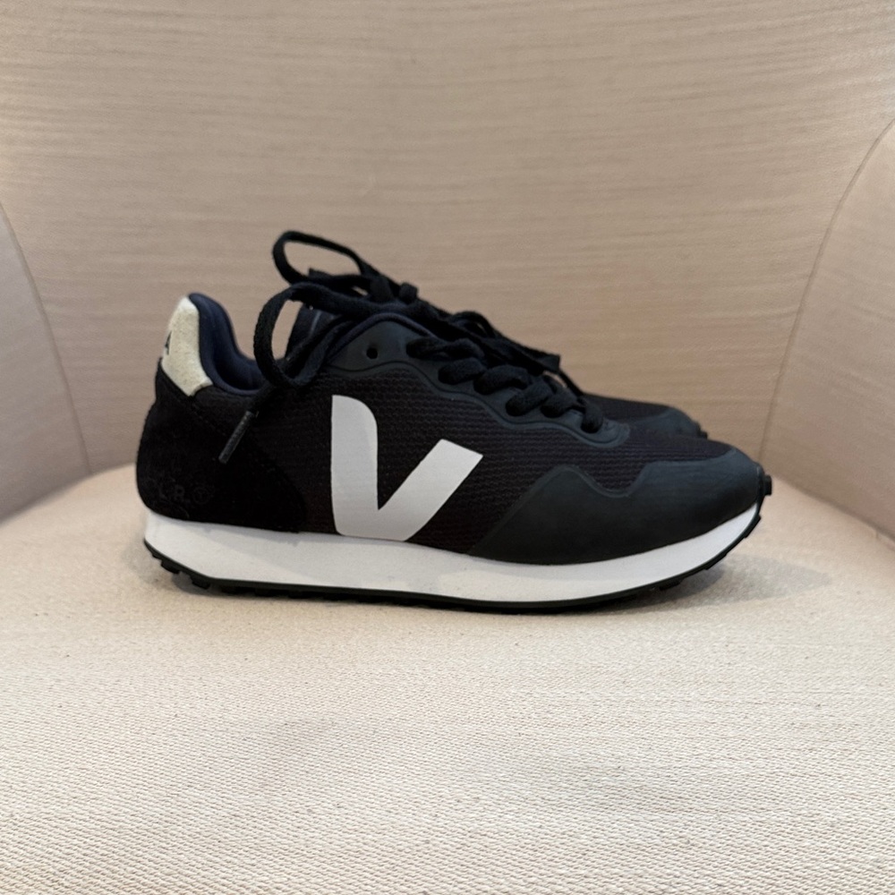 Veja Black Sneakers with White V Accent